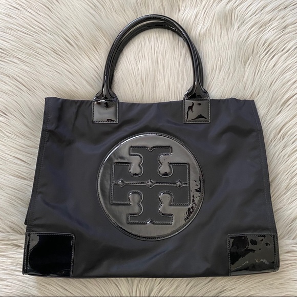 Tory Burch Handbags - TORY BURCH Large Ella Patent Nylon Tote Black
